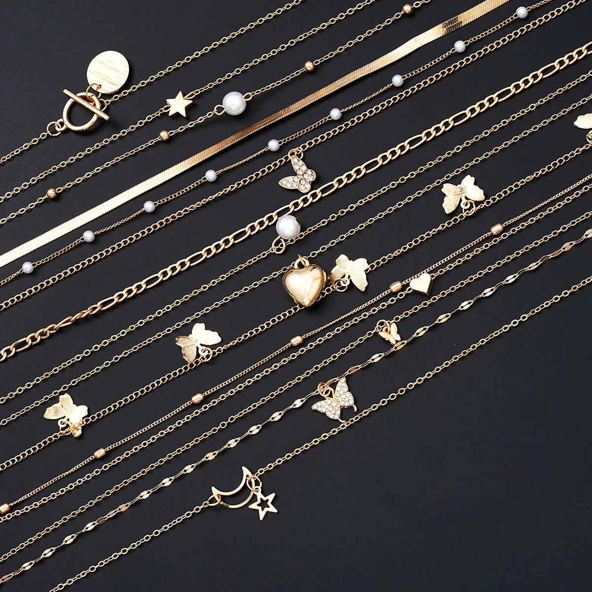 Zenat Stackable Butterfly Heart Star Pearl Moon Pendant