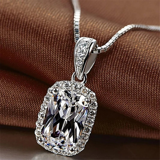 2025 Gorgeous White/Green/Purple/Pink Cubic Zirconia Women Necklace Simple and Elegant Design Female Wedding Trendy Jewelry