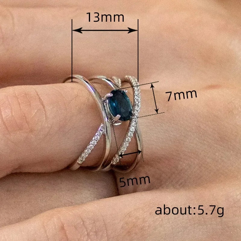 Zenat Blue Cube Zircon Elegant Ring