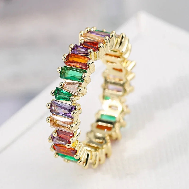 Luxury Female White Crystal Stone  Ring Irregular Zirconia Wedding Rings for Women Trendy Geometric Zircon Engagement Ring