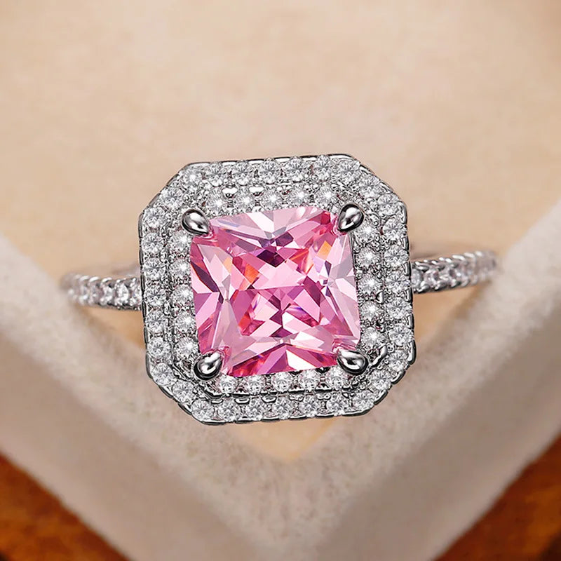 Zenat Pink Cubic Zirconia Ring for Women