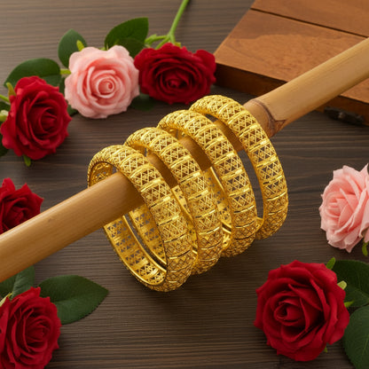 24K gold plated Bangles Hollowed Design Adjustable