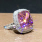 2024 New Luxury Women's Big Black Stone Ring Fashion Silver Zircon Wedding Rings Female Bride Love Engagement