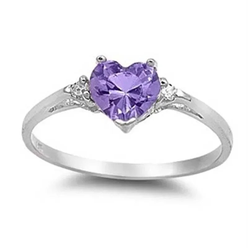 Zenat Purple Cubic Zirconia Square Crystal Ring