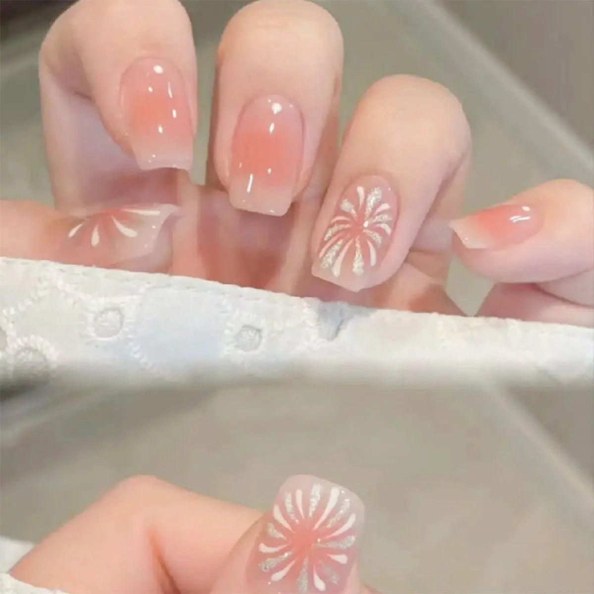 Zenat 24Pcs Glitter Diamond Press-On Nails