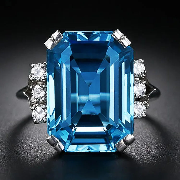 Zenat Sea Blue Cubic Zirconia Women’s Ring