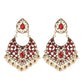 Zenat Retro Green Carved Pearl Tassel Jhumka