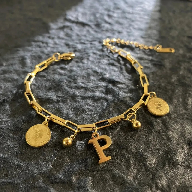 Named Letters 18K Gold-plated Stainless Steel Bracelet