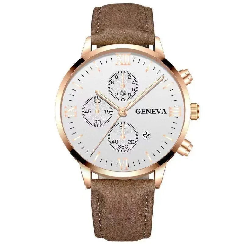 Zenat Geneva Wristwatch Alloy Case Leather