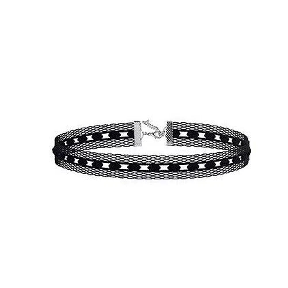 Zenat Neo-Gothic Black Lace Punk Choker Necklace