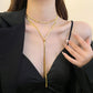 316L Stainless Steel New Fashion Fine Jewelry 134cm Pull Adjusting Charm Flat Snake Chain Choker Necklaces Pendants For Women