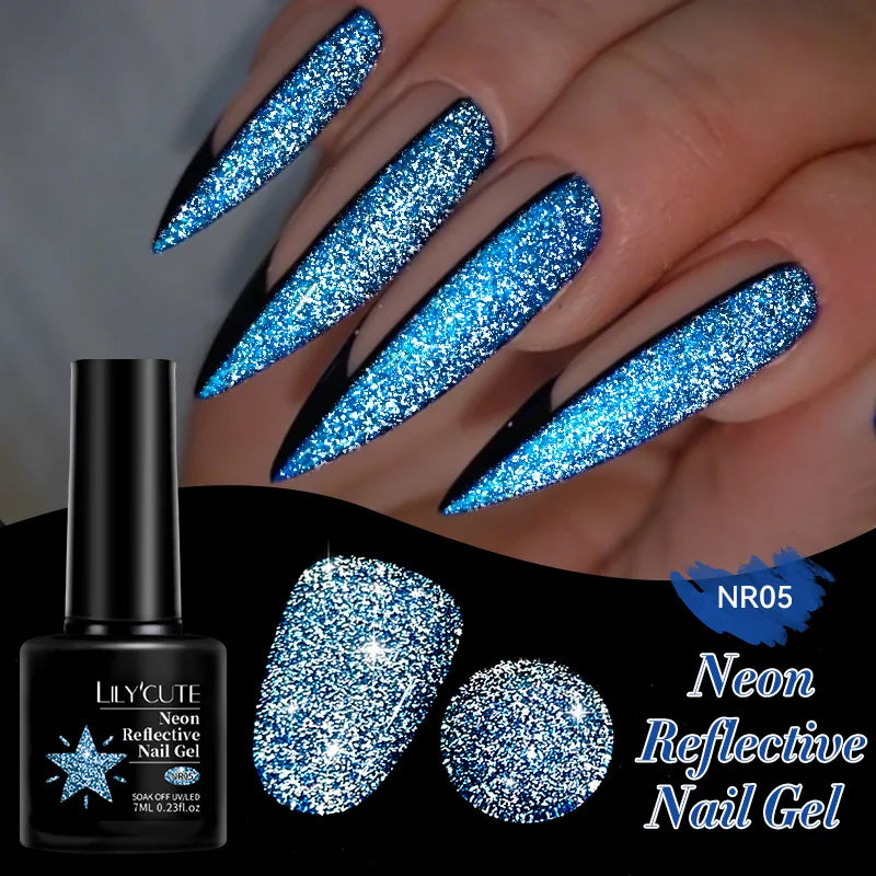 Zenat Bright Red Sparkling Glitter Gel Nail Polish
