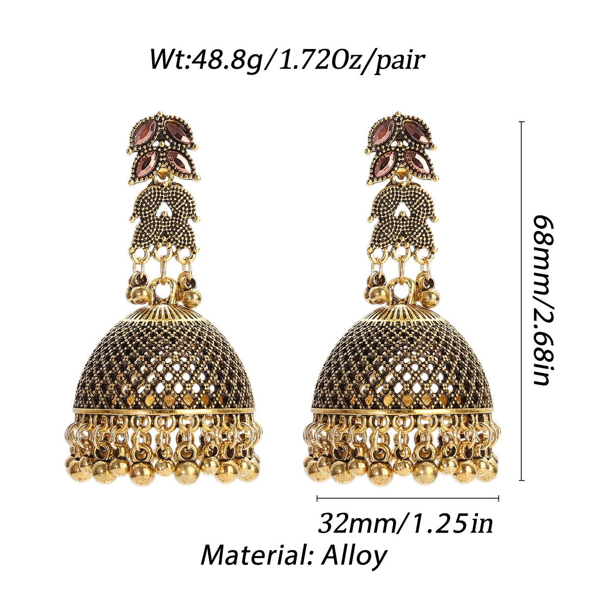 Zenat Big Gold Retro Bell Jhumka Earrings