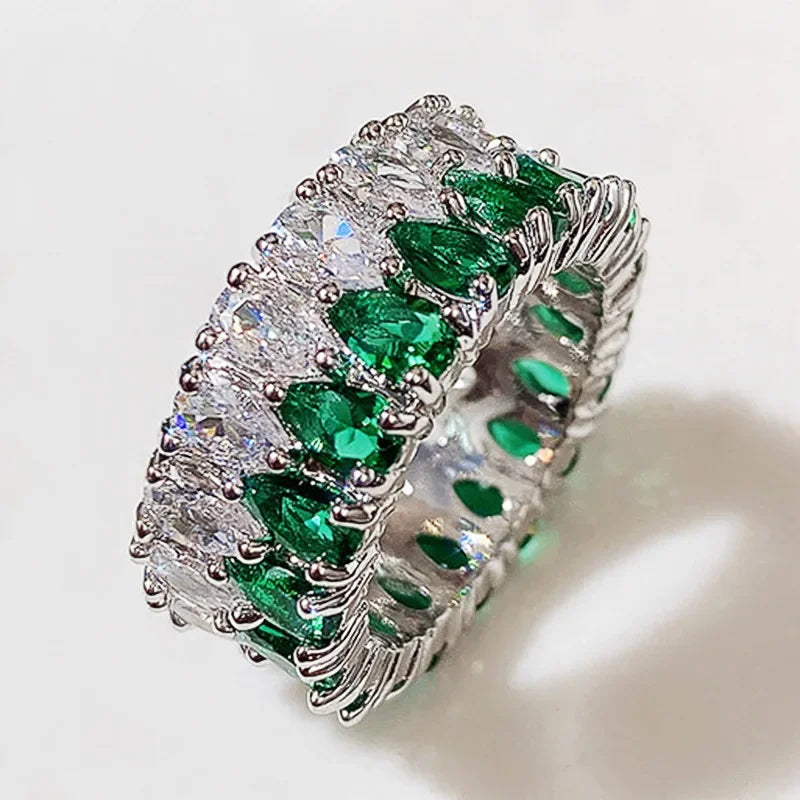 Luxury Female White Crystal Stone  Ring Irregular Zirconia Wedding Rings for Women Trendy Geometric Zircon Engagement Ring