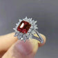Zenat Elegant Red Corundum Ring with Large Zircon