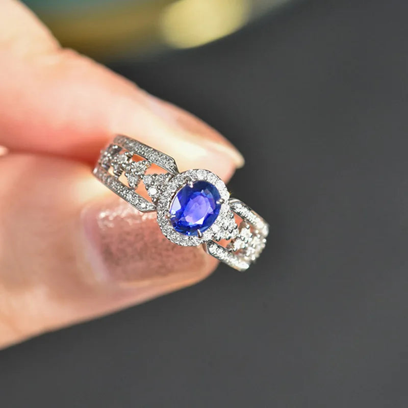 Zenat Luxury Prong Rings – Deep Blue Zircon