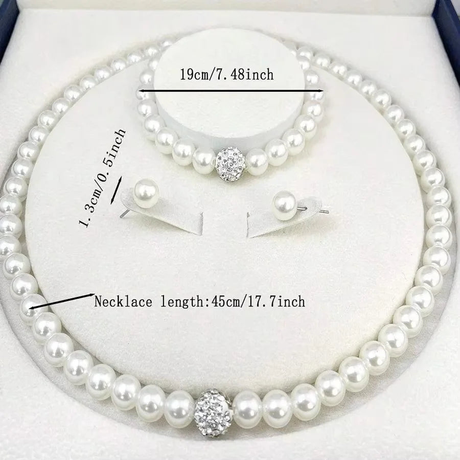 Zenat 3 PCS Pearl Fireball Necklace Set