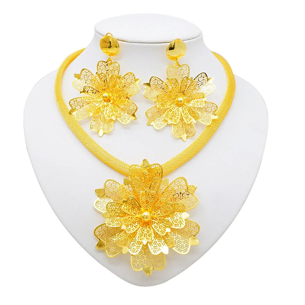 Zenat Dubai 24K Gold Plated Wedding Jewelry Set
