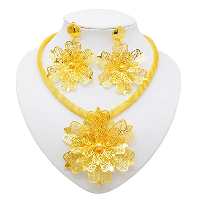 Zenat Dubai 24K Gold Plated Wedding Jewelry Set