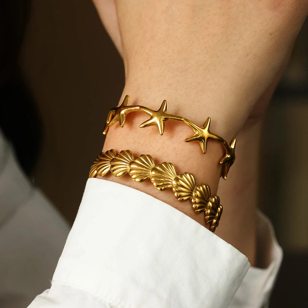 Shell Starfish 316L Stainless Steel Bangles for Women