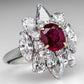 2025 New Elegant Red Corundum Ring with Extra Large Zircon Fashion Party Jewelry Flower Dove Egg Shining First