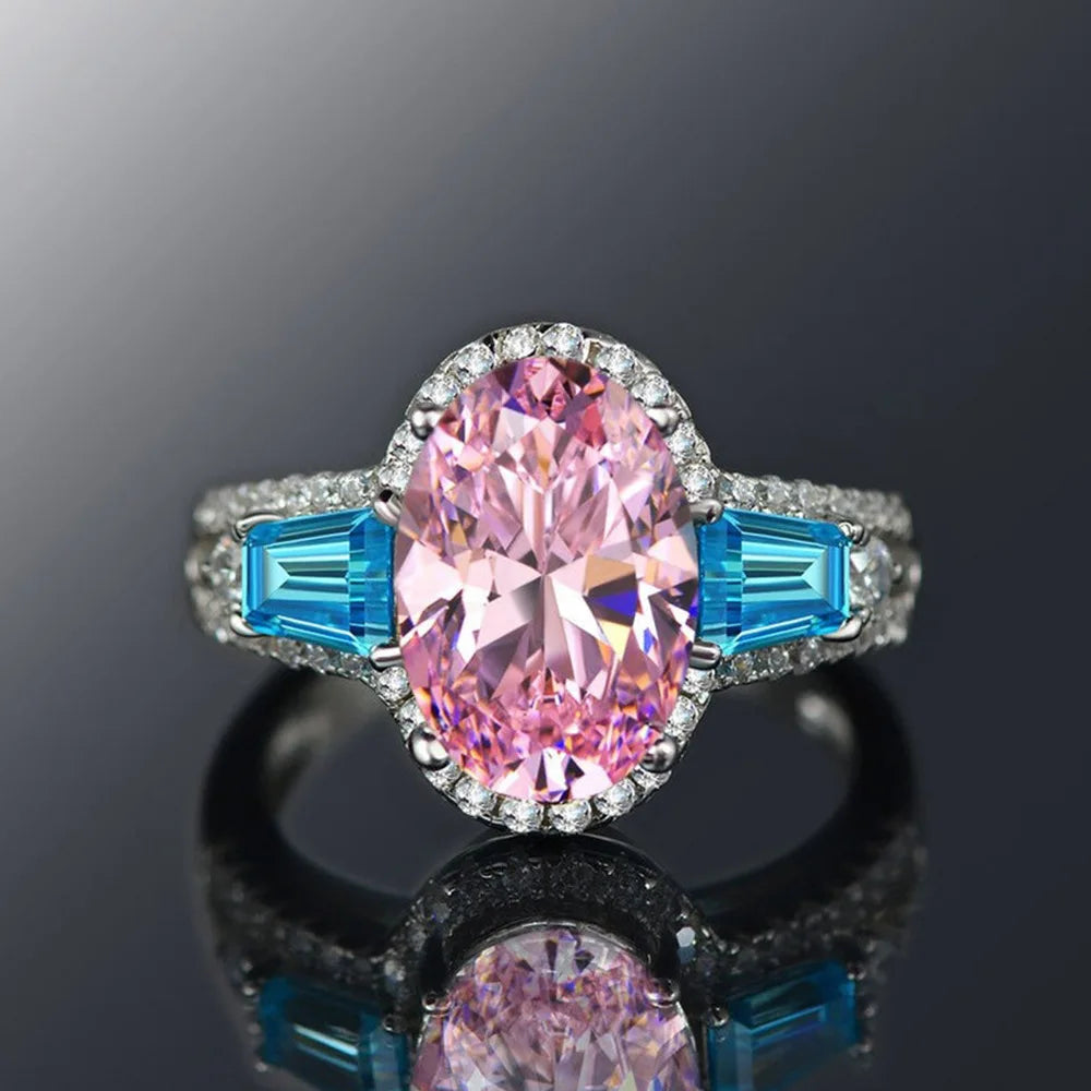 Zenat Pink Sparkling Zircon Princess Square Ring
