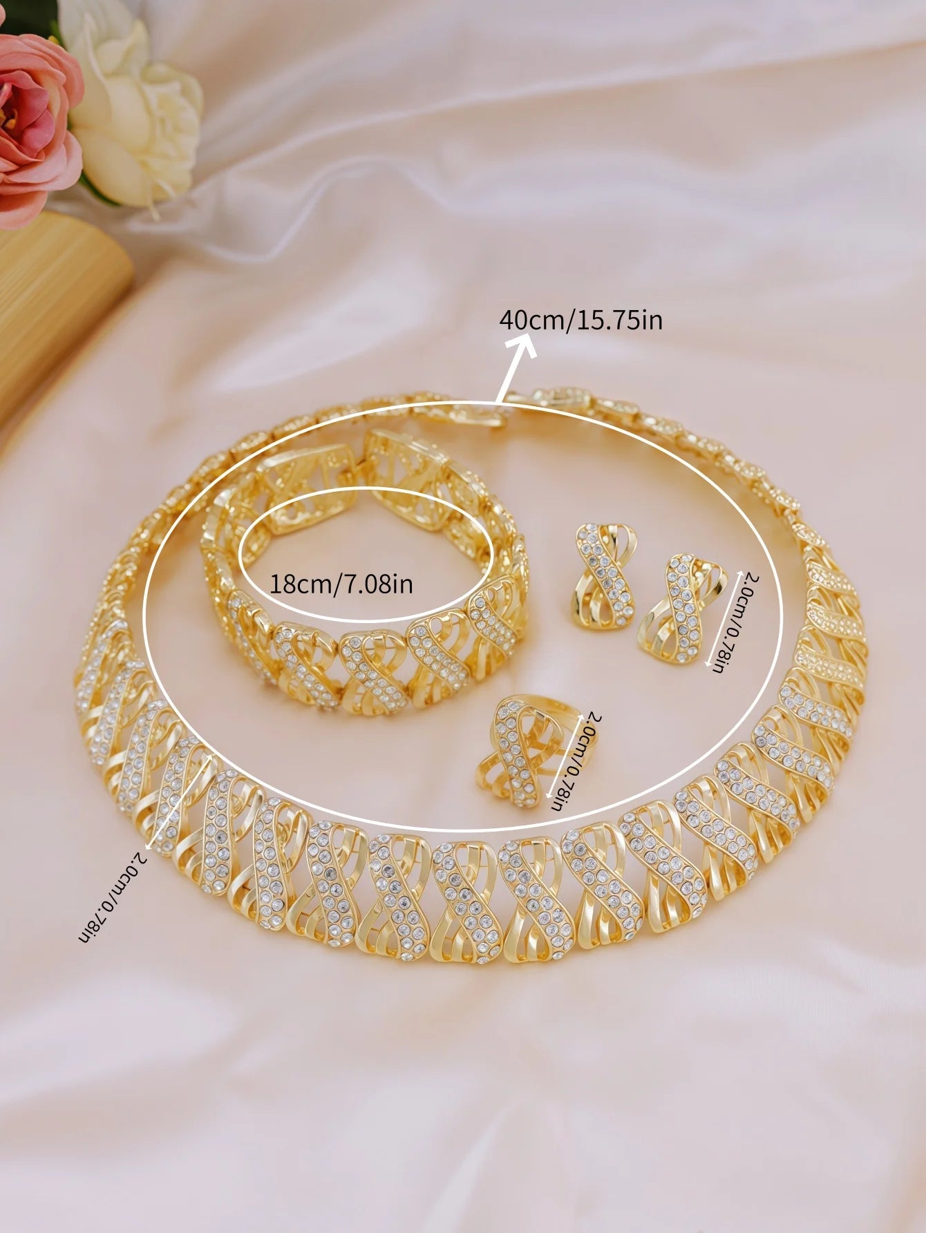 Zenat 5 Piece Bridal Set 18k Gold Plated Stylish Bow Infinity