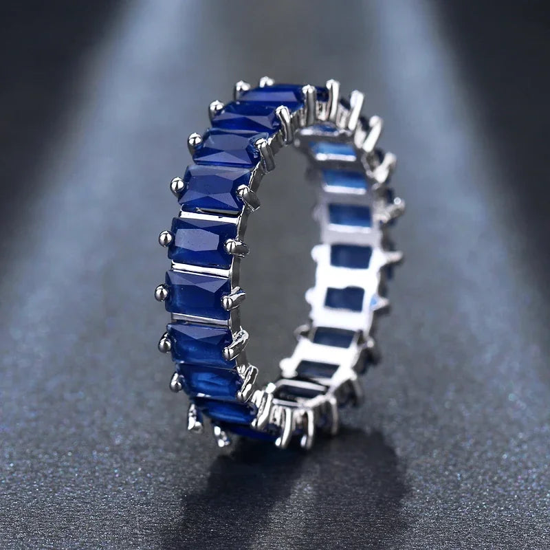 Fashion Luxury Multicolor Charm Zircon Wedding Rings for Women Round Square Stone Party Ring Jewelry