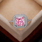 Zenat Pink Sparkling Zircon Princess Square Ring