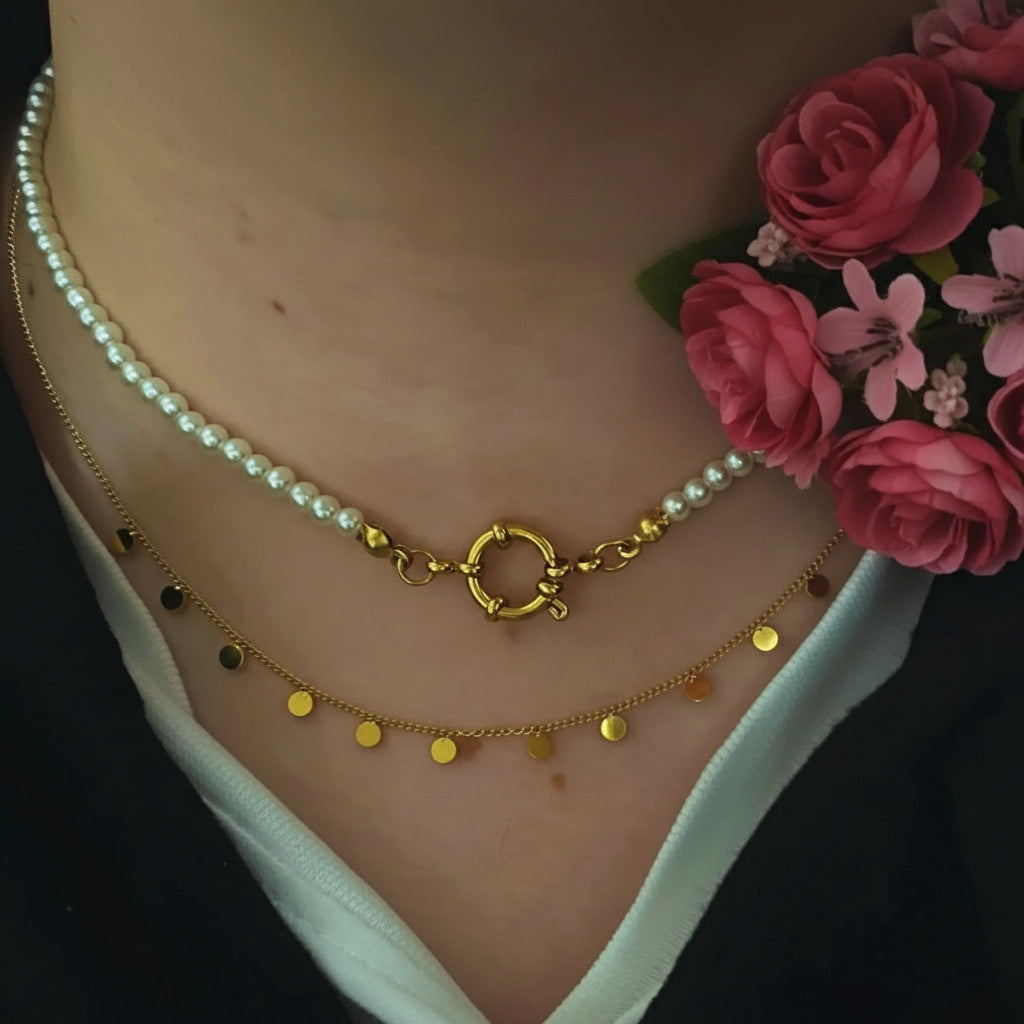 Zenat Golden Chains Necklaces Star Heart Stainless Steel