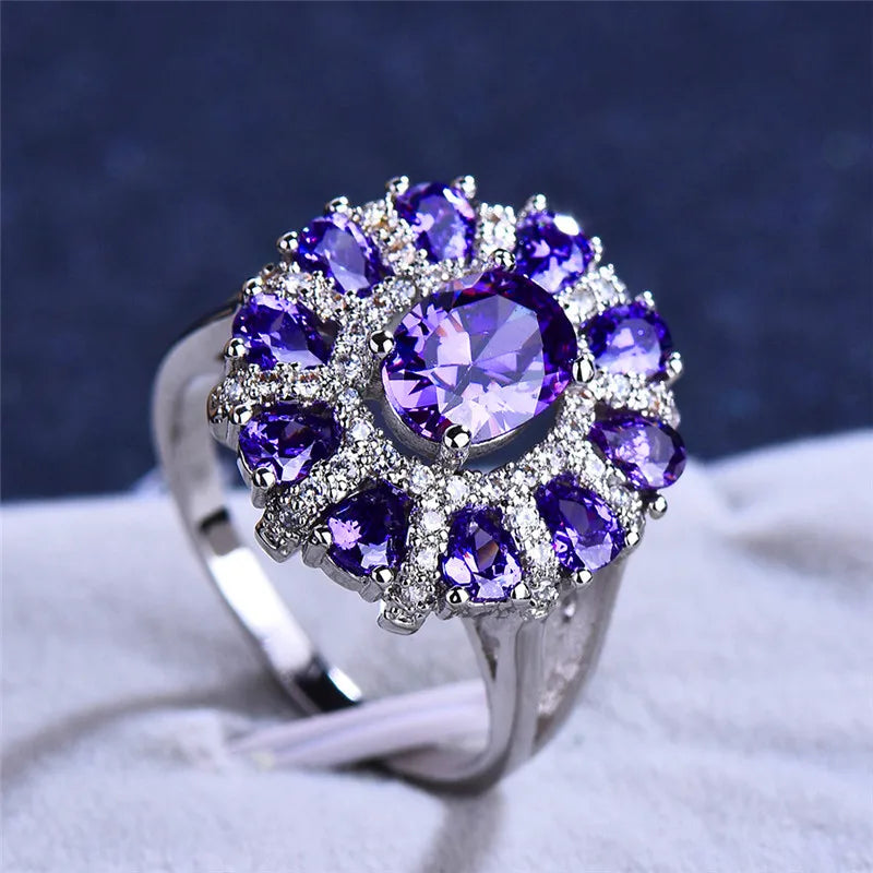 Zenat Charming Purple Flower Zircon