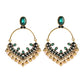 Zenat Retro Green Carved Pearl Tassel Jhumka