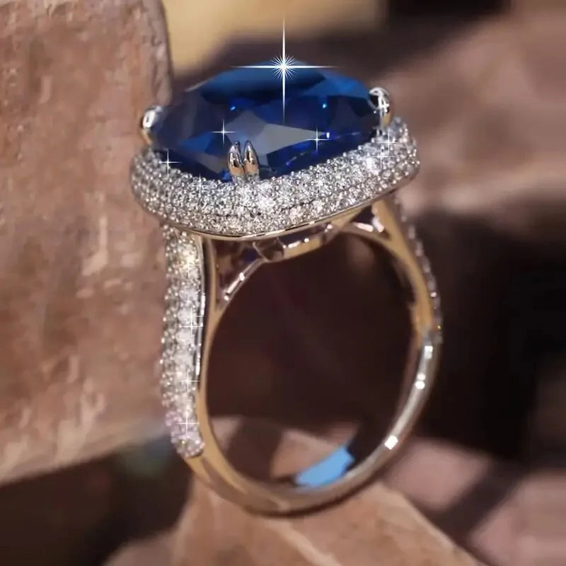 Zenat Luxury Prong Rings – Deep Blue Zircon