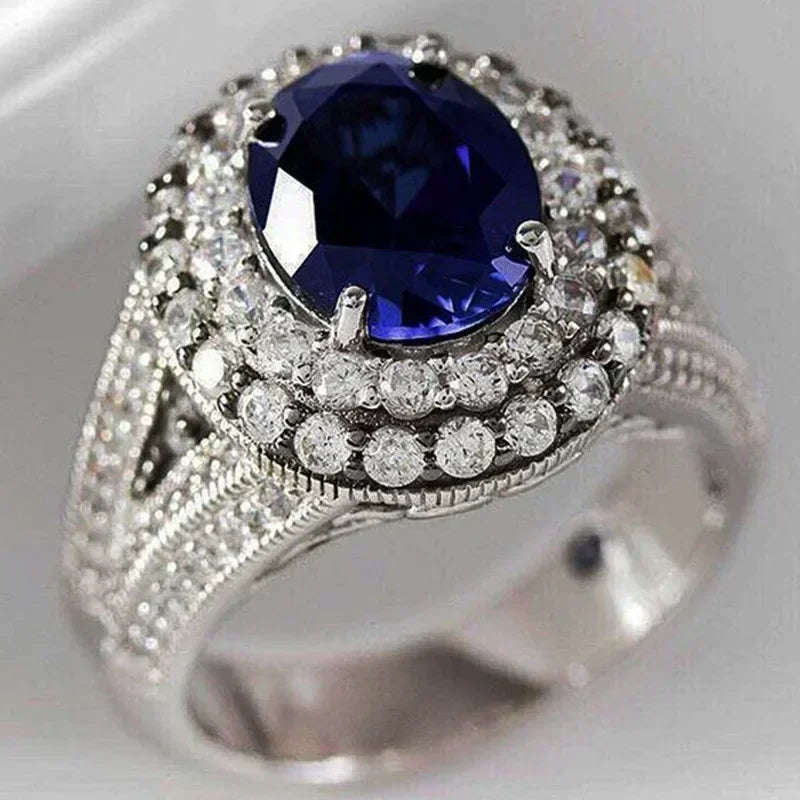 Zenat Blue Cube Zircon Elegant Ring