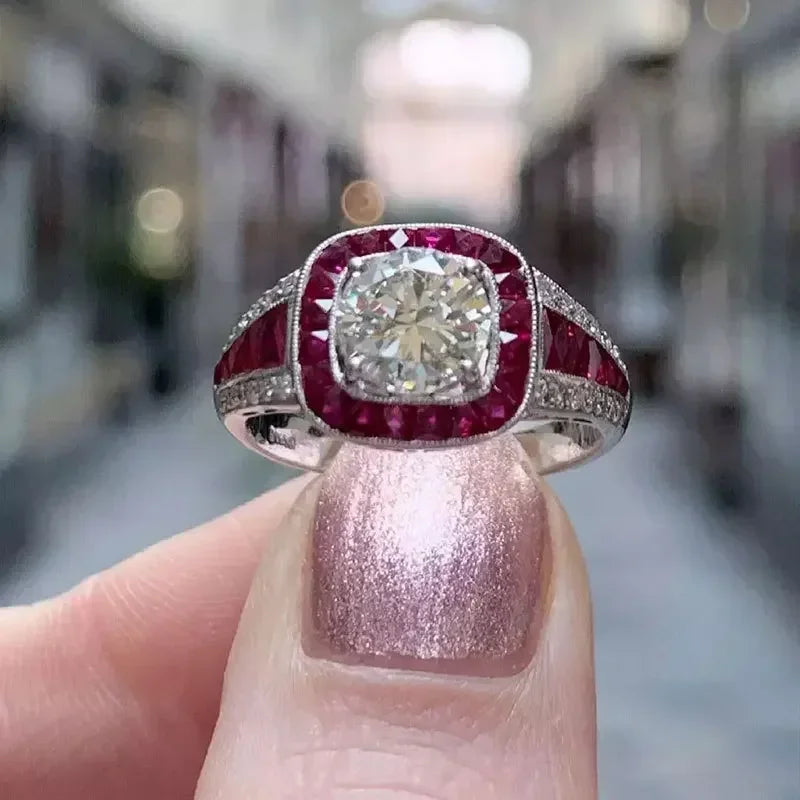 Zenat American Red Cubic Zirconia Ring