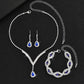Zenat 3 Pcs Luxury Rhinestone Bride Jewelry Set