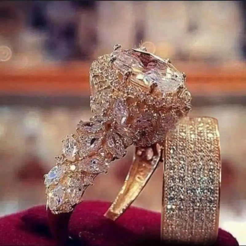 Zenat Luxury Princess Cubic Zircon Ring Set