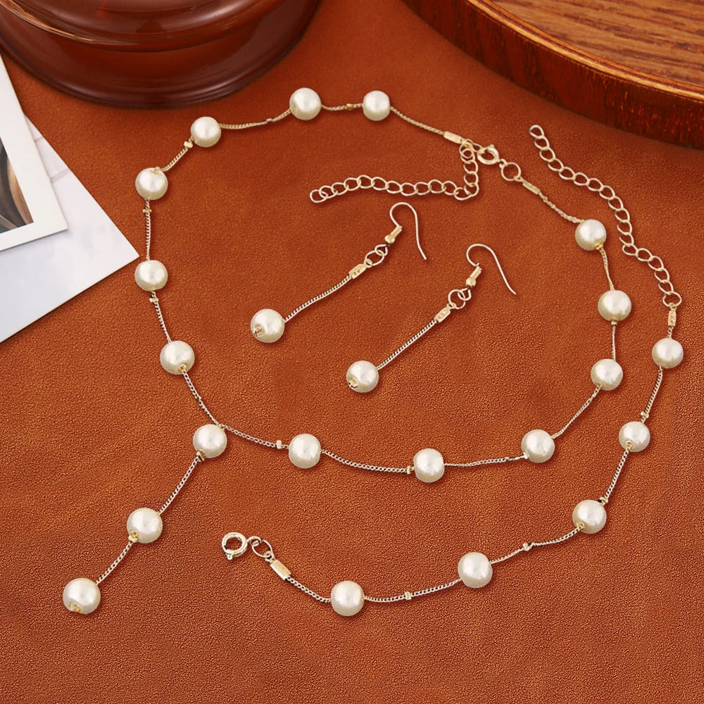 Zenat 4PC Rhinestone & Pearl Jewelry Set
