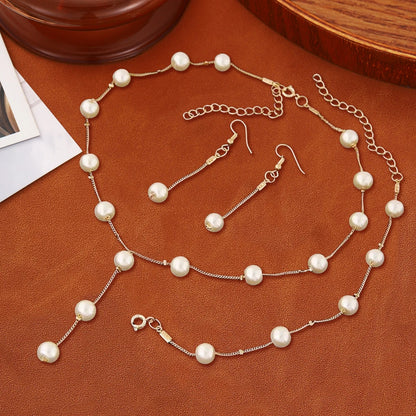 Zenat 4PC Rhinestone & Pearl Jewelry Set