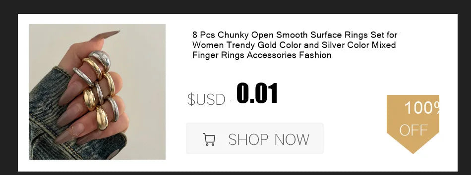 Zenat 8-Piece Chunky Mixed Metal Rings Set