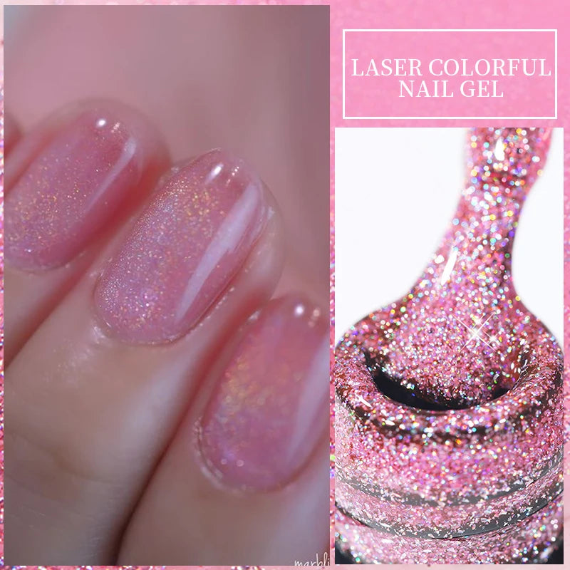 Zenat Bright Red Sparkling Glitter Gel Nail Polish