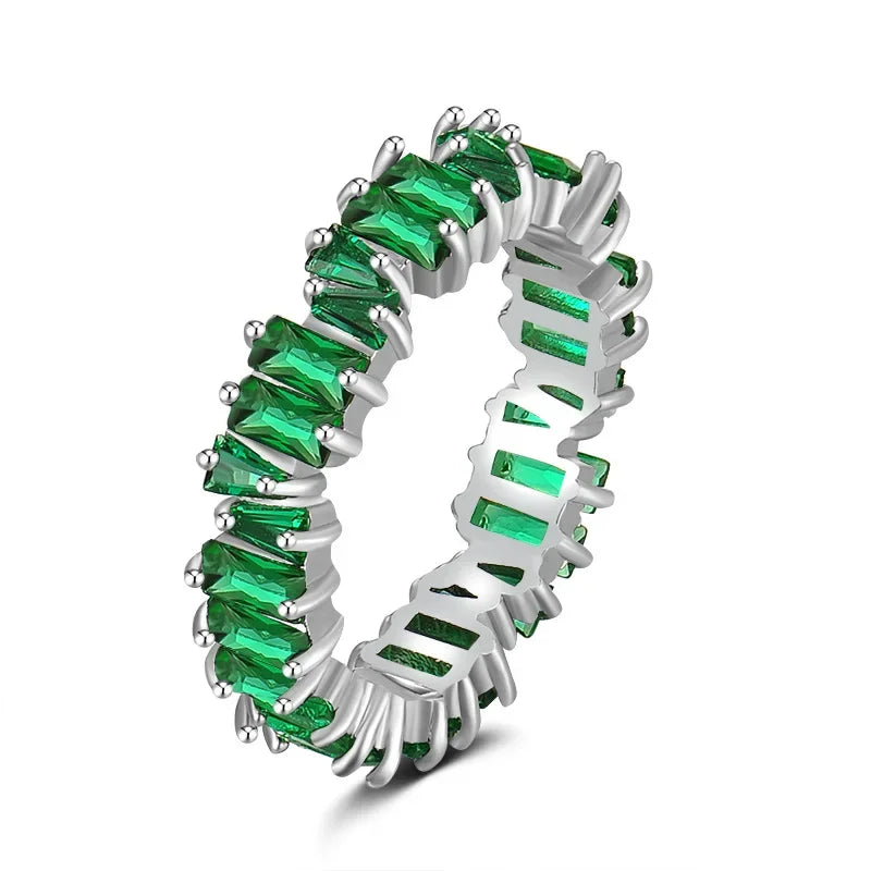 Luxury AAA CZ Green Wedding Rings for Women New Romantic Crystal Engagement Finger Ring France Party Bride Jewelry
