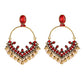 Zenat Retro Green Carved Pearl Tassel Jhumka