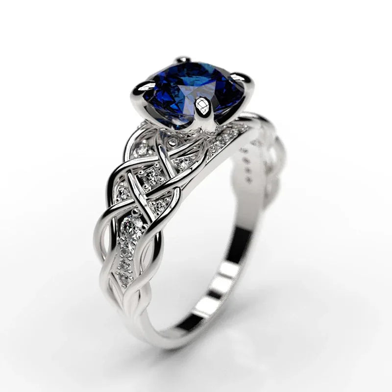 Zenat Luxury Prong Rings – Deep Blue Zircon