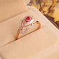 Zenat Elegant Red Corundum Ring with Large Zircon