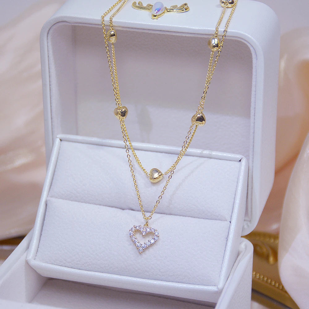 Fashion Trend Unique Design Elegant Delicate Light Luxury Green Zircon Necklace Women Jewelry Party Premium Stud Earrings Gift
