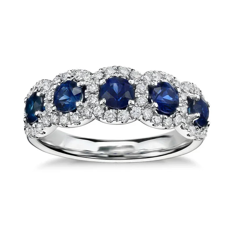 2025 New Blue Cube Zircon Ring Fashionable and Elegant High End Women's Bridal Wedding Luxury Personalized Jewelry Accessories