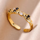 Zenat Gold Zircon Adjustable Stainless Steel Ring
