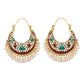 Zenat Retro Green Carved Pearl Tassel Jhumka