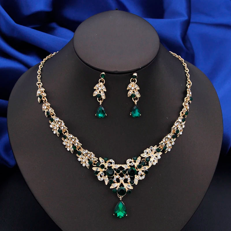 Fashion Choker Necklace Sets for Women Bridal Jewelry Sets Party Prom Wedding Earrings Costume Accessories